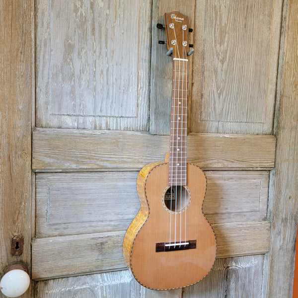 Ohana Tenor TK-50WG Blem Solid Cedar Top / Laminate Willow Gloss Ukulele v152