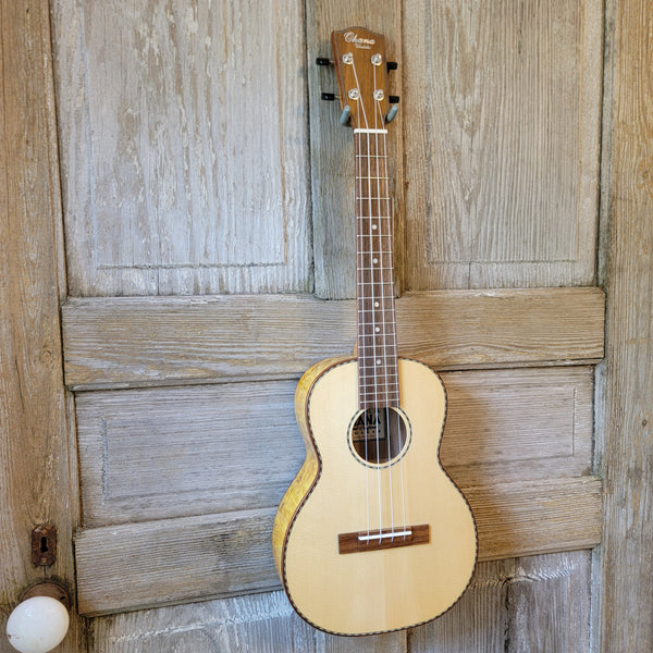 Ohana Tenor TK-70WG Blem Solid Spruce Top /Laminate Willow Ukulele v159
