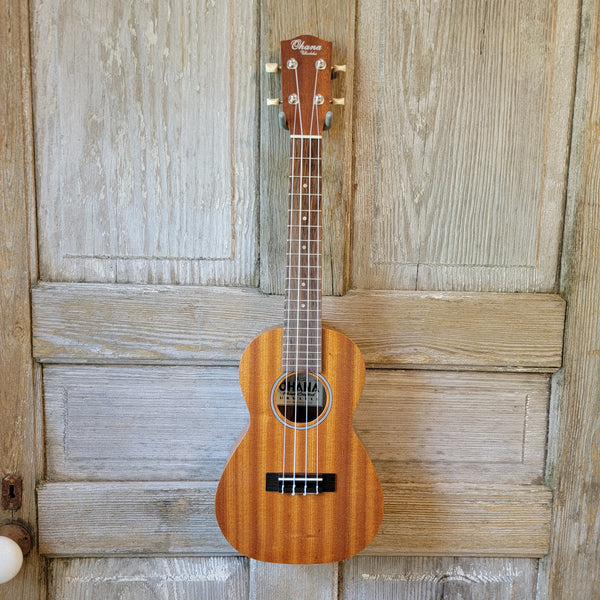 Ohana Concert CK-10 Starter Pack Laminate Mahogany Ukulele, Bag, Tuner, Strap, Button v178
