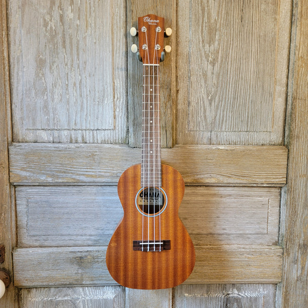 Ohana Concert CK-10 Blem Starter Pack Laminate Mahogany Ukulele, Bag, Tuner, Strap, Button v180
