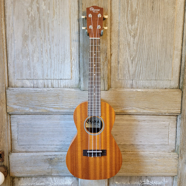 Ohana Concert CK-10 Starter Pack Laminate Mahogany Ukulele, Bag, Tuner, Strap, Button v181