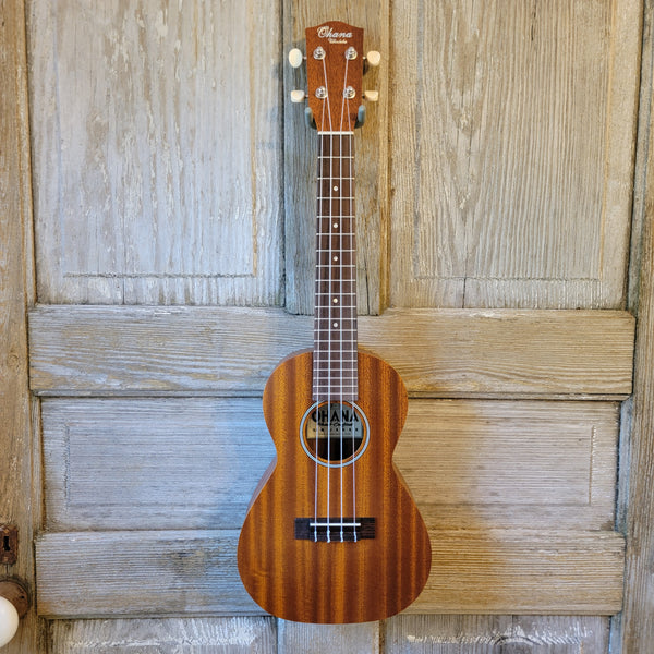 Ohana Concert CK-10 Starter Pack Laminate Mahogany Ukulele, Bag, Tuner, Strap, Button v183