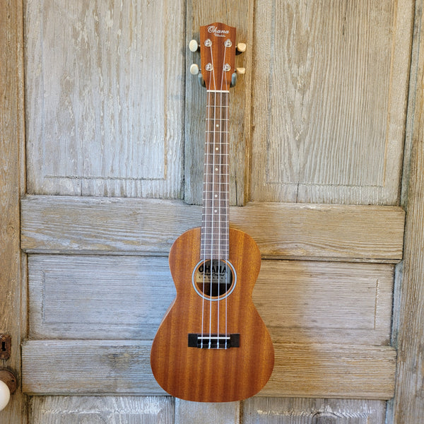 Ohana Concert CK-10 Blem Starter Pack Laminate Mahogany Ukulele, Bag, Tuner, Strap, Button v190