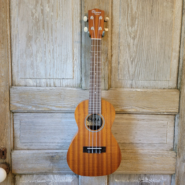 Ohana Concert CK-10 Starter Pack Laminate Mahogany Ukulele, Bag, Tuner, Strap, Button v192