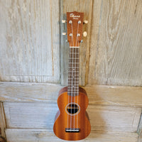 Ohana Soprano Starter Pack SK-10 Laminate Mahogany Ukulele Bag, Tuner, Strap, Button v196