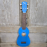 Ohana Soprano Starter Pack SK-10BL Bright Blue Ukulele Bag, Tuner, Button, Strap, Chart