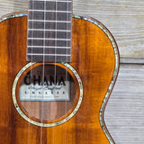 Ohana Concert CK-350G All Solid Koa with Abalone Gloss Ukulele with Hardcase v332