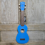 Ohana Soprano Starter Pack SK-10BL Bright Blue Ukulele Bag, Tuner, Button, Strap, Chart