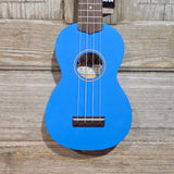 Ohana Soprano Starter Pack SK-10BL Bright Blue Ukulele Bag, Tuner, Button, Strap, Chart