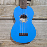 Ohana Soprano Starter Pack SK-10BL Bright Blue Ukulele Bag, Tuner, Button, Strap, Chart