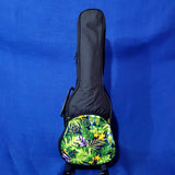 Ohana Concert Ukulele Black Gig Bag with Green Parrot Print Black UB-24GN Accessory