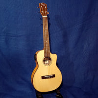 Ohana Tenor TK-70WGCE Solid Spruce Top /Laminate Willow Cutaway A/E Ukulele S110