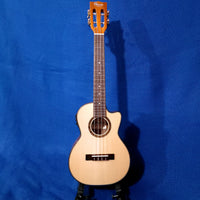 Ohana Tenor TK-250GCE All Solid Spruce / Acacia A/E Cutaway  Headstock Ukulele s497