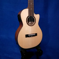 Ohana Tenor TK-250GCE All Solid Spruce / Acacia A/E Cutaway  Headstock Ukulele s497