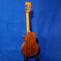 Ohana Tenor TK-250GCE All Solid Spruce / Acacia A/E Cutaway  Headstock Ukulele s497