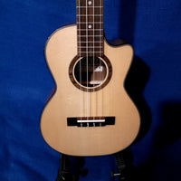 Ohana Tenor TK-250GCE All Solid Spruce / Acacia A/E Cutaway  Headstock Ukulele s497